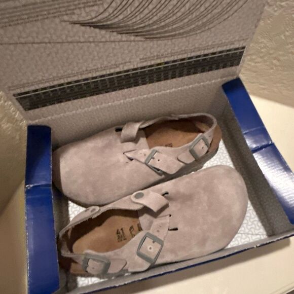 Birkenstock Women’s 10 Tokio II Suede Leather Clog Stone Gray Back Strap NWT - Picture 10 of 11